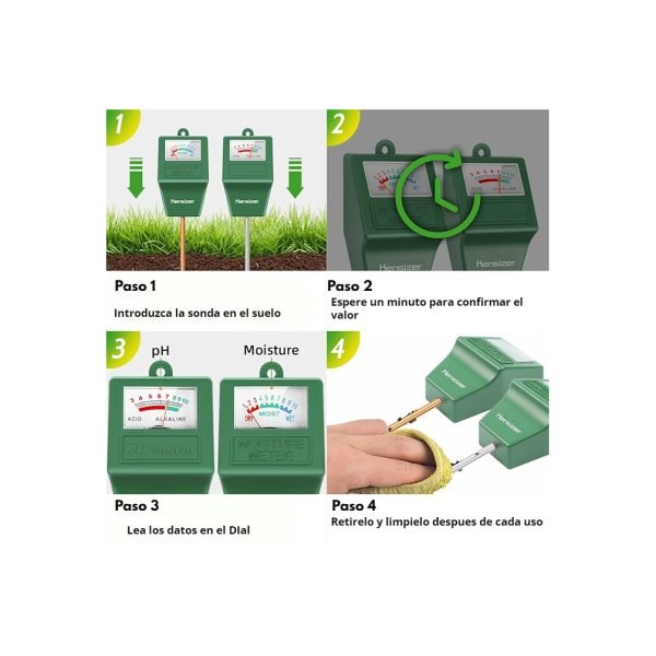 Medidor de humedad y pH 3 en 1 para el suelo - Kensizer - Imagen 6