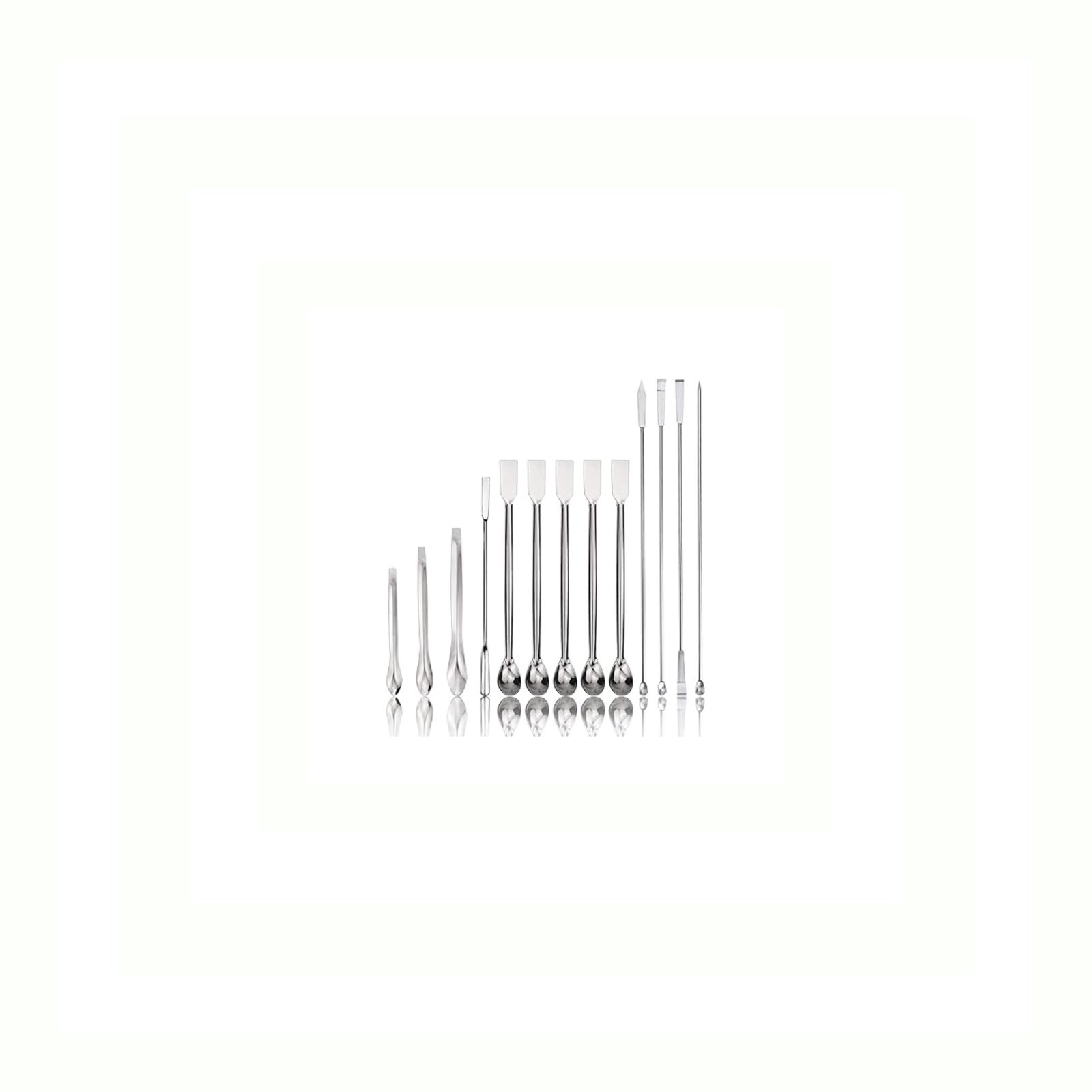 Set de 14 Microespátulas Laboratorio Polvos Finos En Acero Inoxidable + Estuche