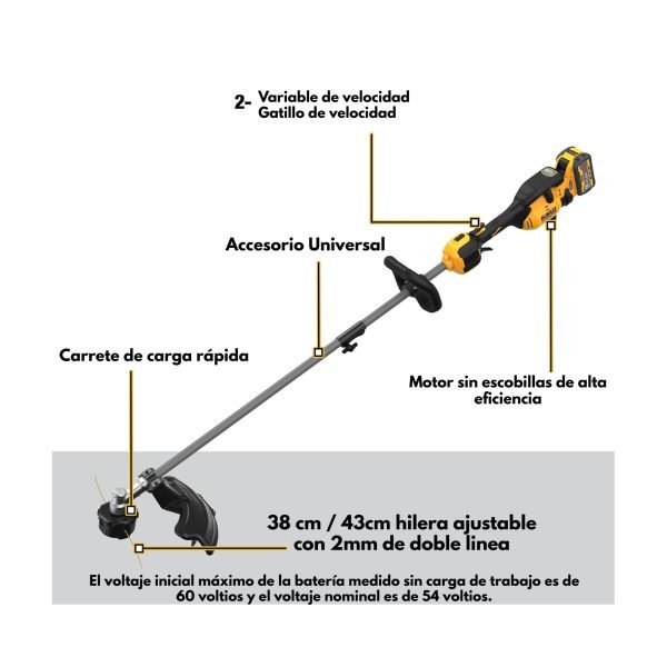 Desbrozadora Dewalt DCST972 60V MAX - Alquiler - Imagen 3
