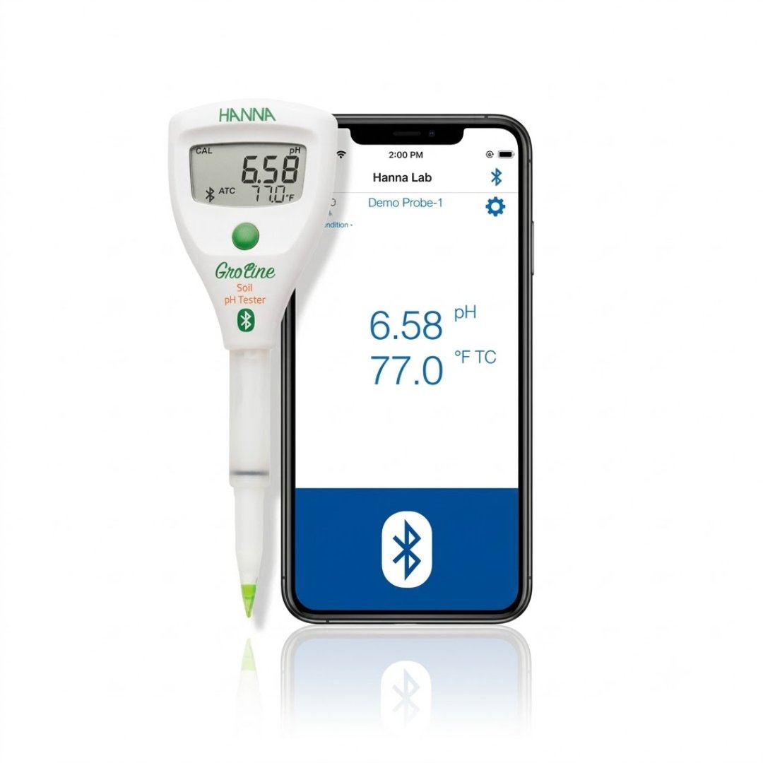 Medidor pH Suelo HALO2 con Bluetooth® para medir el pH del suelo con alta precisión. Ideal para agricultura, investigación, viveros y monitoreo ambiental.