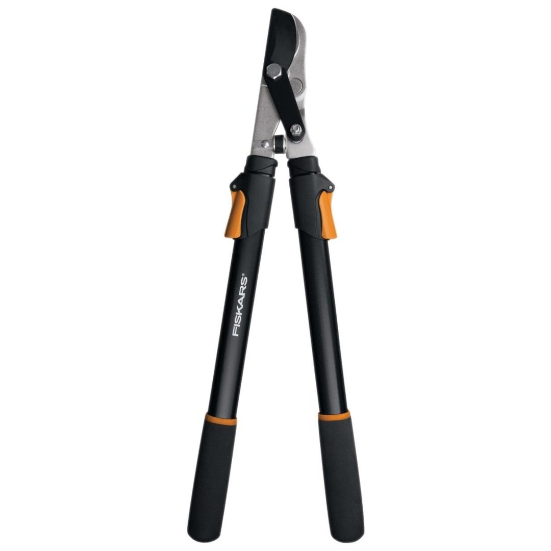 Tijerón de poda telescópico con sistema Power Lever. Mayor alcance y potencia para corte de ramas gruesas. Hojas de acero con recubrimiento PTFE y mangos extensibles.